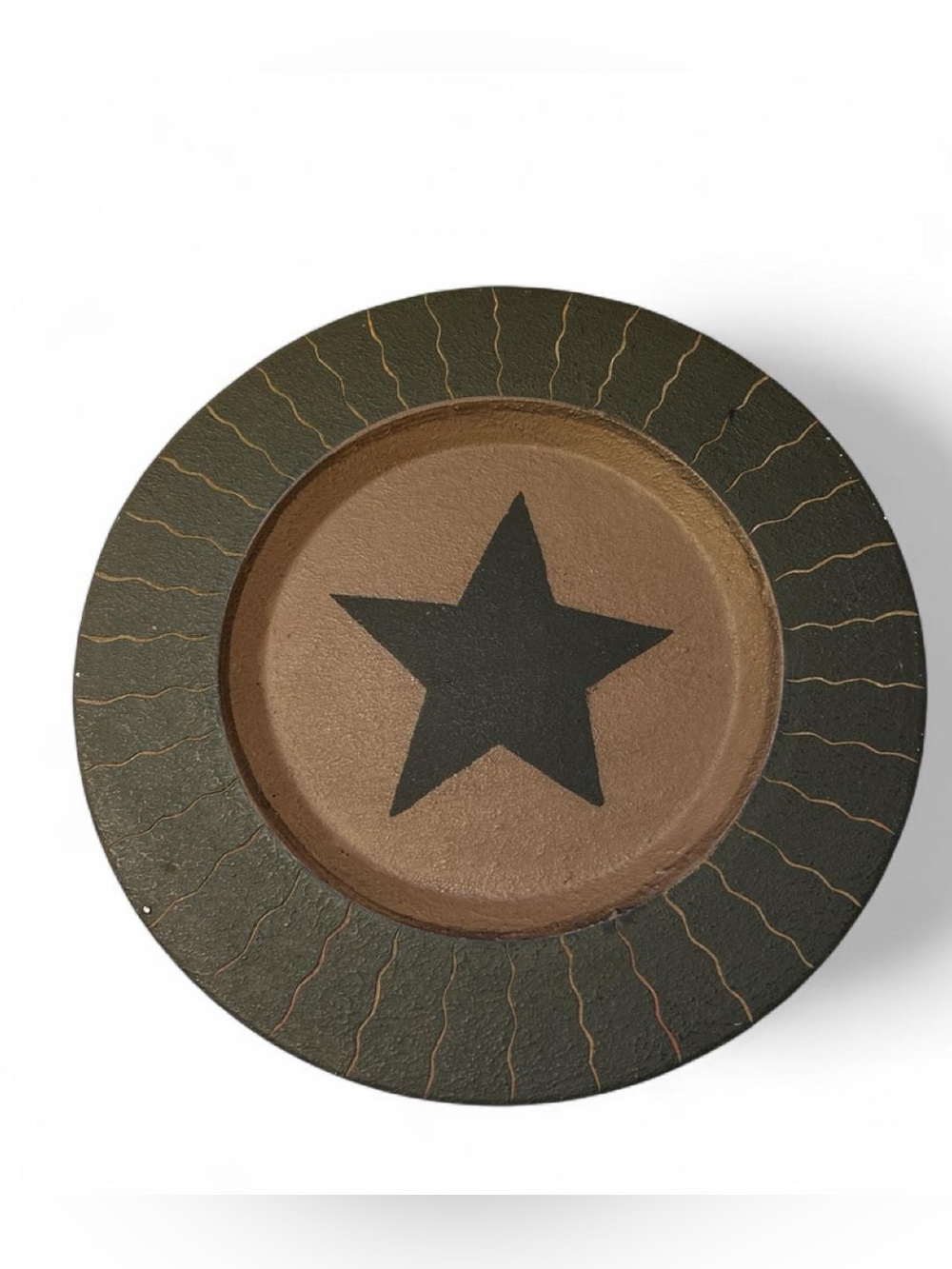 Primitive Decorative Star Accent Charger Plate in Brown and Black